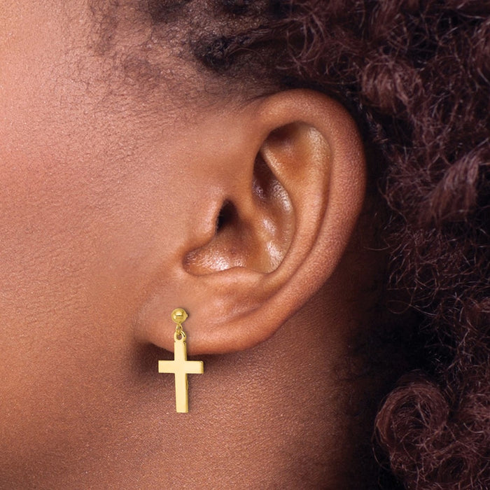 High-Quality 14K Gold Polished Cross Earrings - Stylish & Affordable Value!-3