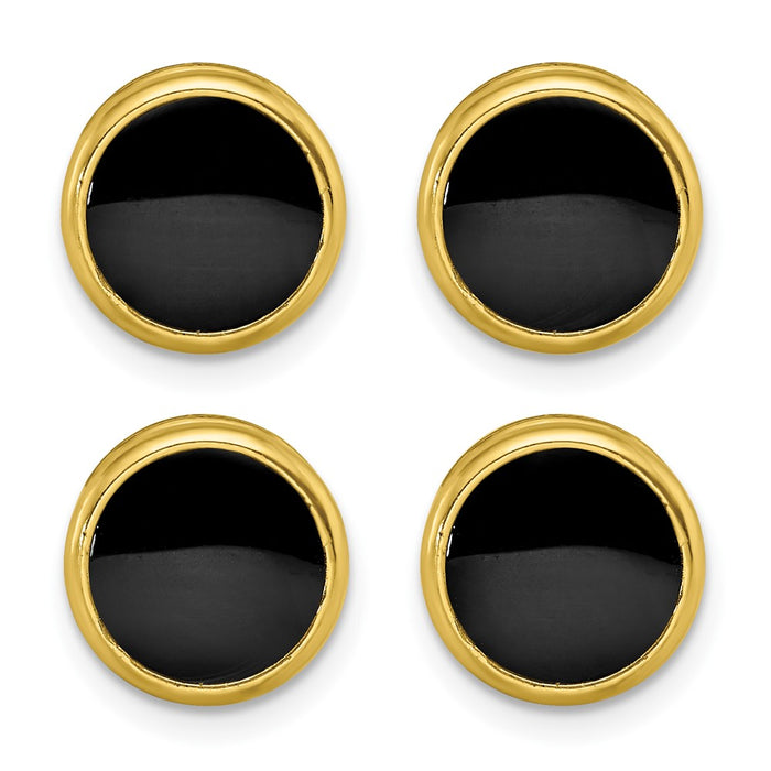 Buy Exclusive 4-Piece Gold-Plated Tuxedo Studs Set | Stylish Black Epoxy Design-2