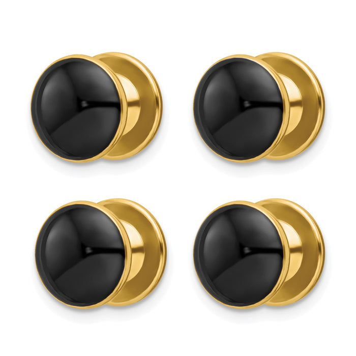 Buy Exclusive 4-Piece Gold-Plated Tuxedo Studs Set | Stylish Black Epoxy Design-1