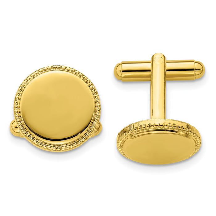 Buy Exclusive Gold-Plated Polished Cuff Links - Engravable, Stylish Design-1
