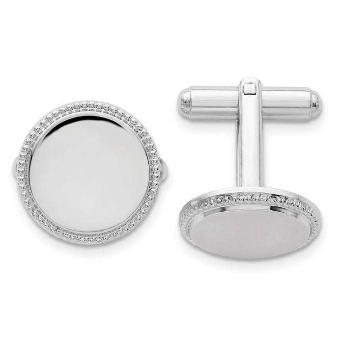 Buy Exclusive Rhodium-Plated Cuff Links - Stylish Beaded Design, Engravable-1