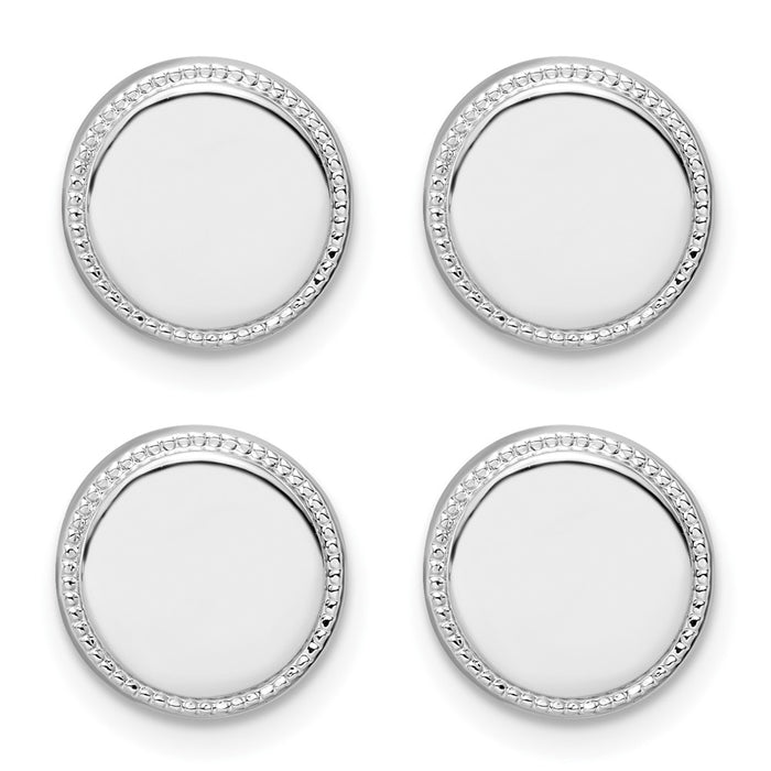 Exclusive Kelly Waters Rhodium-Plated Tuxedo Studs Set - 4 Stylish Pieces-3