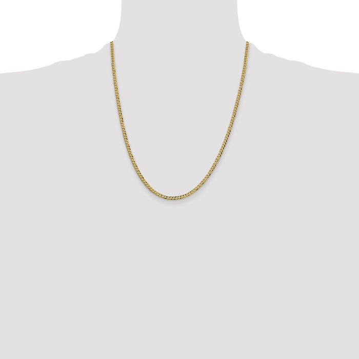 Buy Stylish 14K Gold 22-Inch 3.1mm Flat Cuban Chain - Lightweight & Sleek!-4
