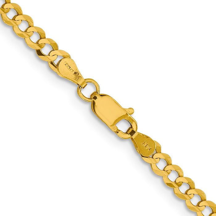 Shop Stylish 14K Gold 26-Inch 3.7mm Lightweight Flat Cuban Chain - Luxury Value!-3