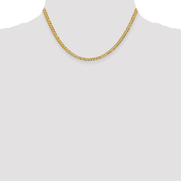 Shop Stylish 14K Gold 16-Inch 3.7mm Lightweight Flat Cuban Chain, Lobster Clasp-4