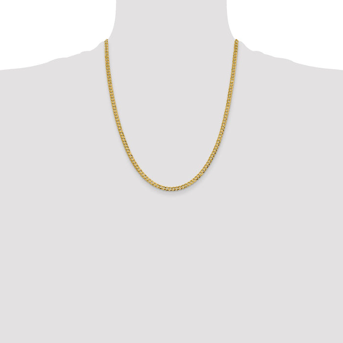 Shop Stylish 14K Gold 22-Inch Flat Cuban Chain - 3.7mm Lightweight Luxury!-4