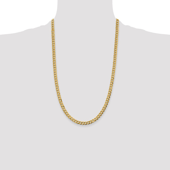 Buy Stylish 14K Gold 26-Inch Flat Cuban Chain - 5.9mm Lightweight Luxury-4