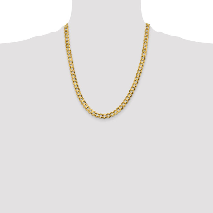 Buy Stylish 14K Gold 22-Inch 7.2mm Lightweight Flat Cuban Chain - Luxury Value!-4