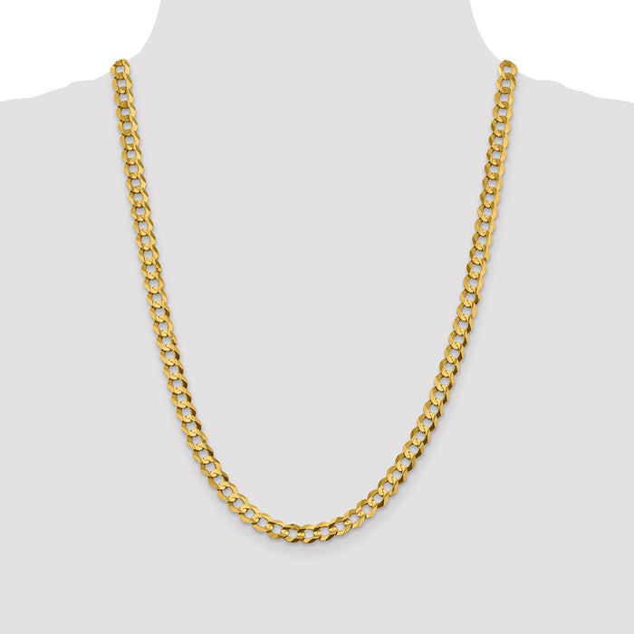 Buy Stylish 14K Gold 24-Inch 7.2mm Flat Cuban Chain - Lightweight Luxury!-4