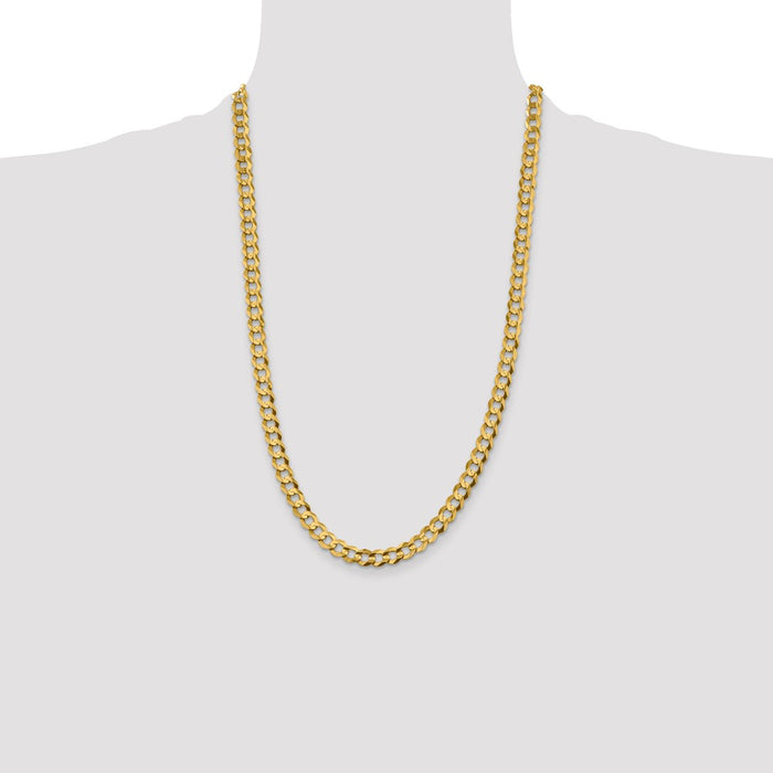 Shop 14K Gold 26-Inch 7.2mm Flat Cuban Chain - Stylish Lightweight Luxury!-4