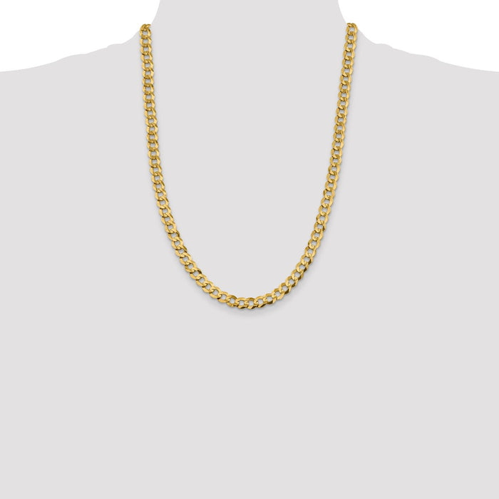 Shop Stylish 14K Gold 24-Inch Flat Cuban Chain 8.3mm - Lightweight Luxury!-4