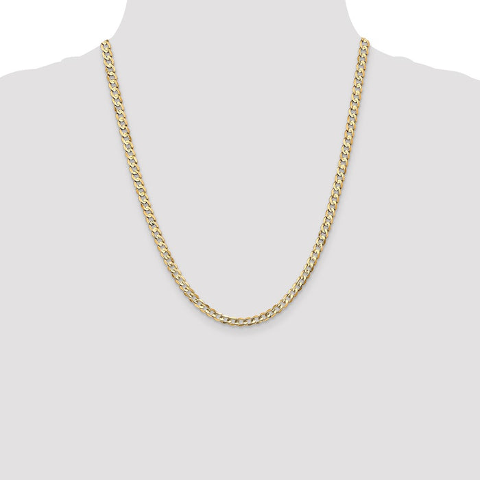 Buy 14K Gold 22-Inch 4.5mm Open Concave Curb Chain - Stylish & Affordable!-4