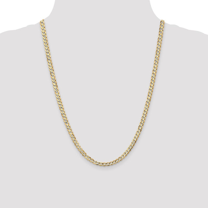 Buy Luxury 14K Gold 24-Inch 4.5mm Open Concave Curb Chain - Stylish Design-4