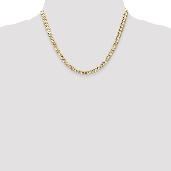 Shop 14K Gold Open Concave Curb Chain 18" 5.25mm - Stylish Luxury Accessory-4