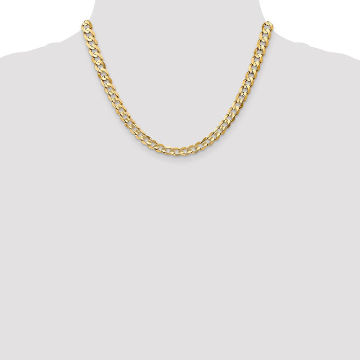 Designer 14K Gold 18-Inch Open Concave Curb Chain - Stylish Value at 6.75mm-4