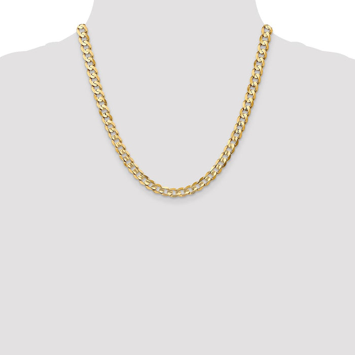 Buy Stylish 14K Gold 20-Inch Open Concave Curb Chain - 6.75mm Luxury Accessory-4
