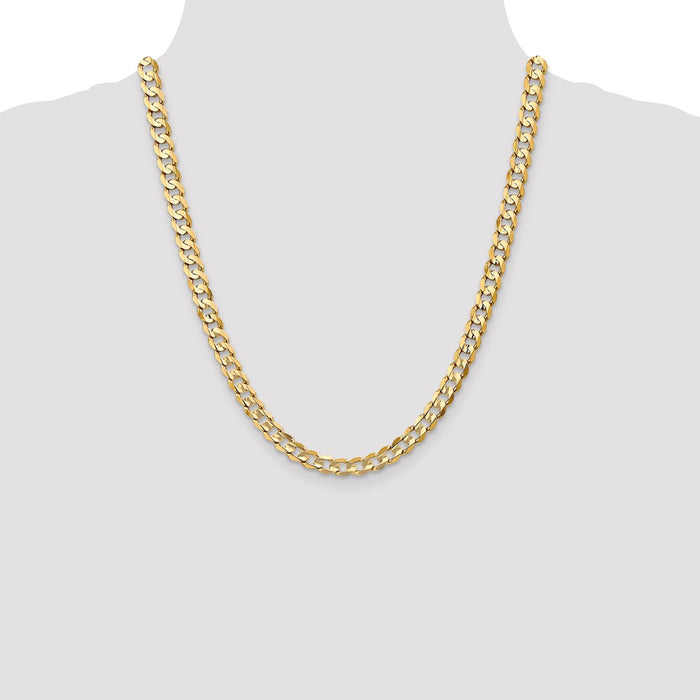 Buy Stylish 14K Gold 22-Inch Open Concave Curb Chain - 6.75mm Luxury Jewelry-4