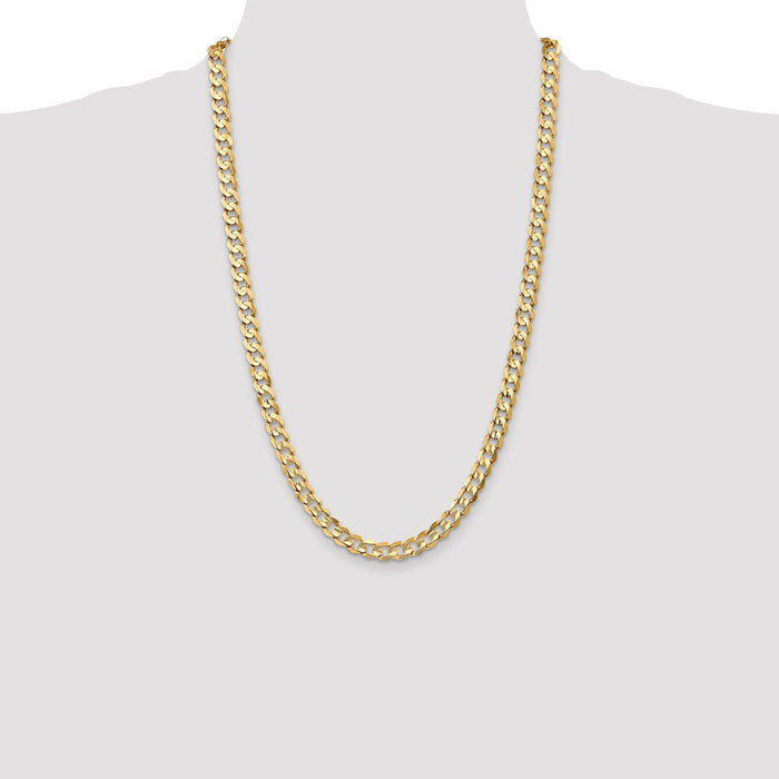 Exclusive 14K Gold 26-Inch 6.75mm Open Concave Curb Chain - Stylish Value!-4