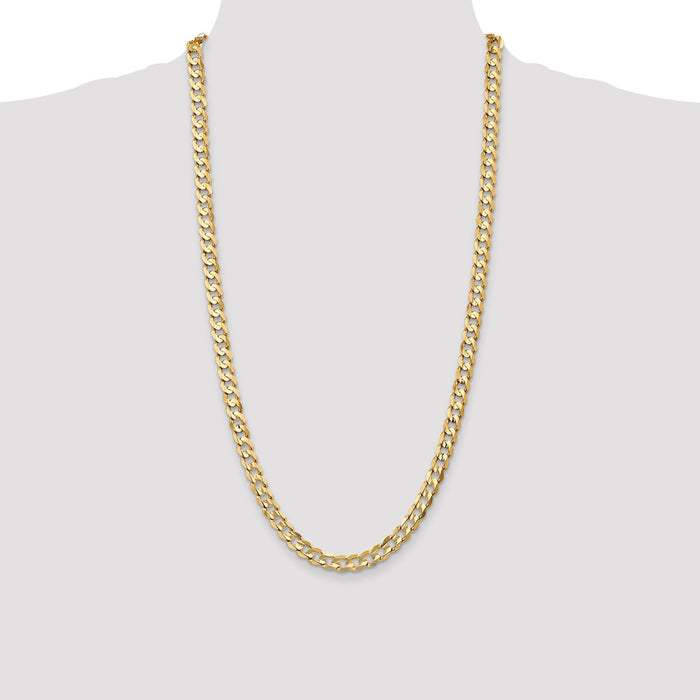 Buy Stylish 14K Gold 28-Inch 6.75mm Open Concave Curb Chain - Luxury Piece-4
