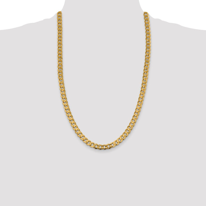 Buy Affordable 14K Gold 26-Inch 7.5mm Open Concave Curb Chain-4