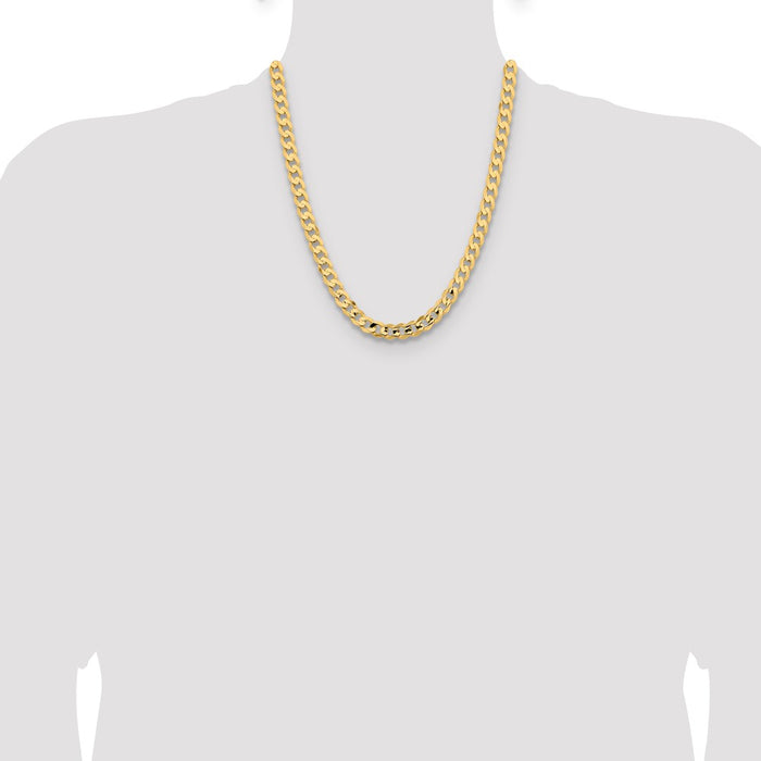Buy Luxury 14K Gold 22-Inch 8.5mm Open Concave Curb Chain - Stylish & Secure-4