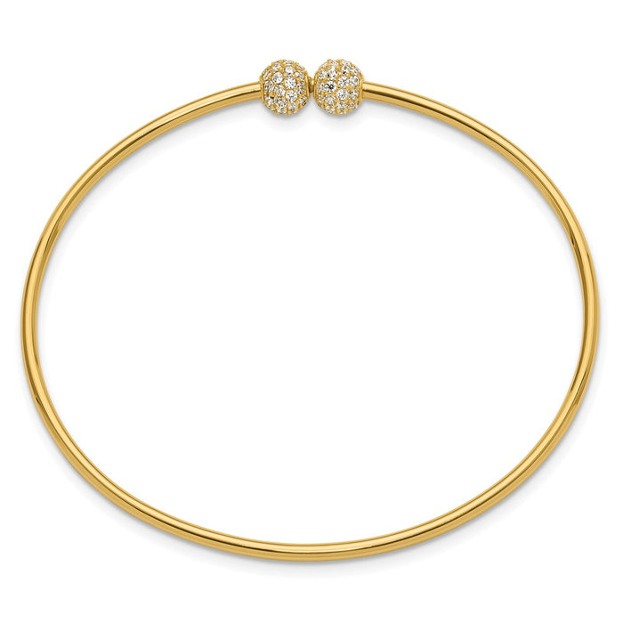Exclusive 14K Gold Polished CZ Adjustable Bangle - Stylish & Affordable Luxury-2