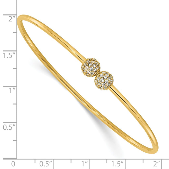Exclusive 14K Gold Polished CZ Adjustable Bangle - Stylish & Affordable Luxury-3