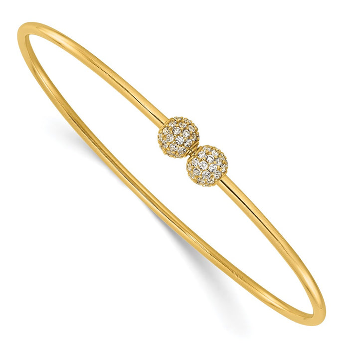 Exclusive 14K Gold Polished CZ Adjustable Bangle - Stylish & Affordable Luxury-1