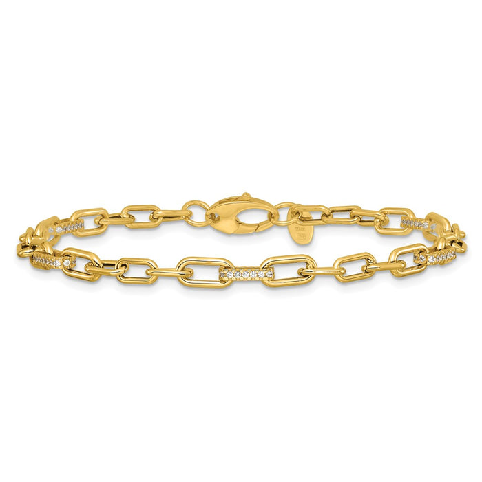 Order Stylish 14K Gold Polished CZ Paperclip Link Bracelet - Luxury Design-3