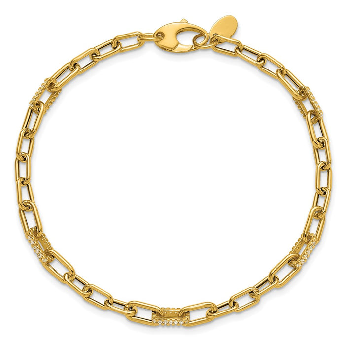 Order Stylish 14K Gold Polished CZ Paperclip Link Bracelet - Luxury Design-4