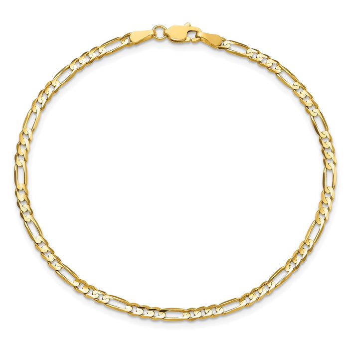 Shop Stylish 14k Gold 3mm Concave Open Figaro Chain Necklace - Luxury Value!-2
