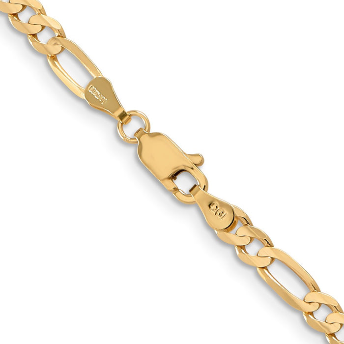 Buy Stylish 14K Gold 16-Inch Figaro Chain - 4mm Concave, Affordable Luxury!-3