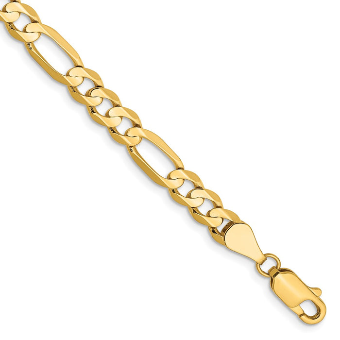 Shop 14K Gold 8-Inch Concave Figaro Bracelet - Stylish 5.5mm Design!-1