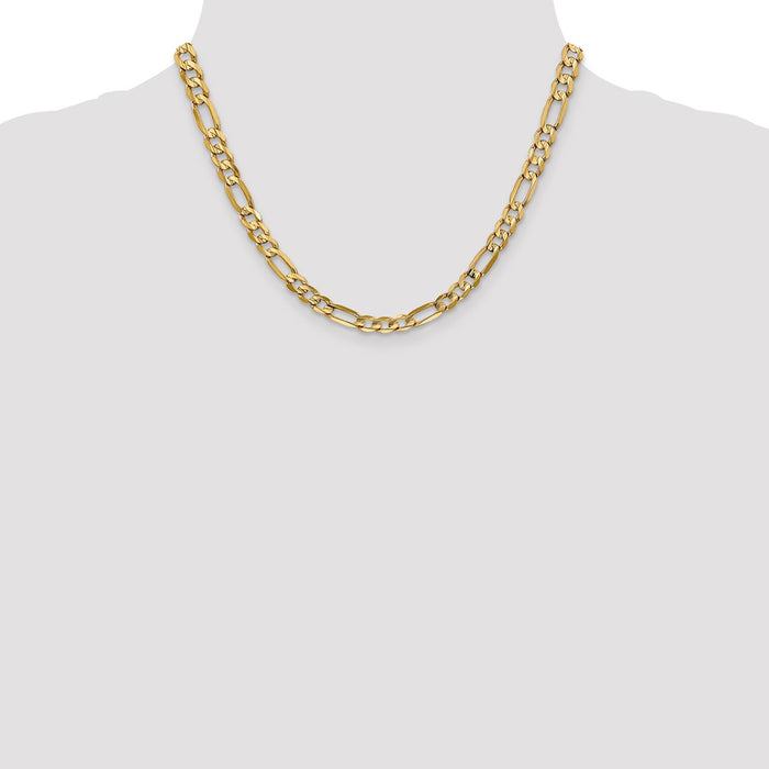 Buy Stylish 14K Gold 18-Inch 6mm Concave Open Figaro Chain - Luxury Value!-4