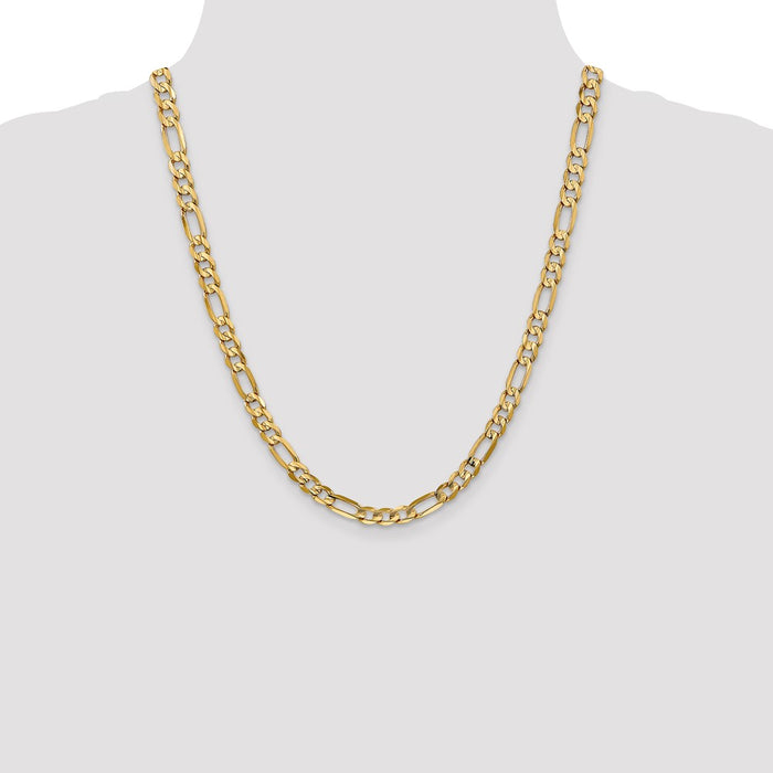 Buy Stylish 14K Gold 22-Inch 6mm Concave Figaro Chain - Luxury Quality!-4
