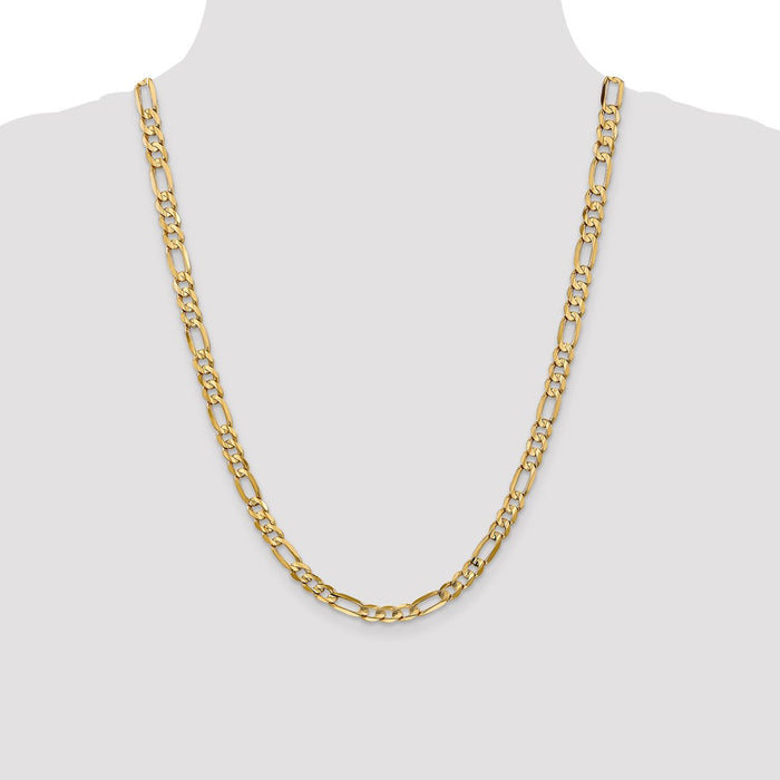 Exclusive 14K Gold 24-Inch 6mm Concave Figaro Chain | Stylish Lobster Clasp-4