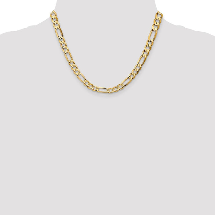 Buy Stylish 14K Gold 18-Inch 6.75mm Figaro Chain with Lobster Clasp-4