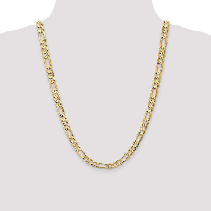 Shop 14K Gold 24-Inch Concave Open Figaro Chain 6.75mm - Stylish Luxury Piece-4