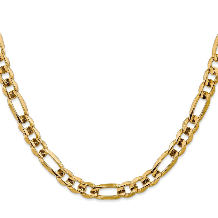 Shop Exclusive 14K Gold 24-Inch 7.5mm Concave Open Figaro Chain - Stylish & Durable!-2