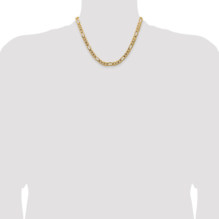 High-Quality 14K Gold 18-Inch 7.5mm Concave Figaro Chain - Stylish Value!-4