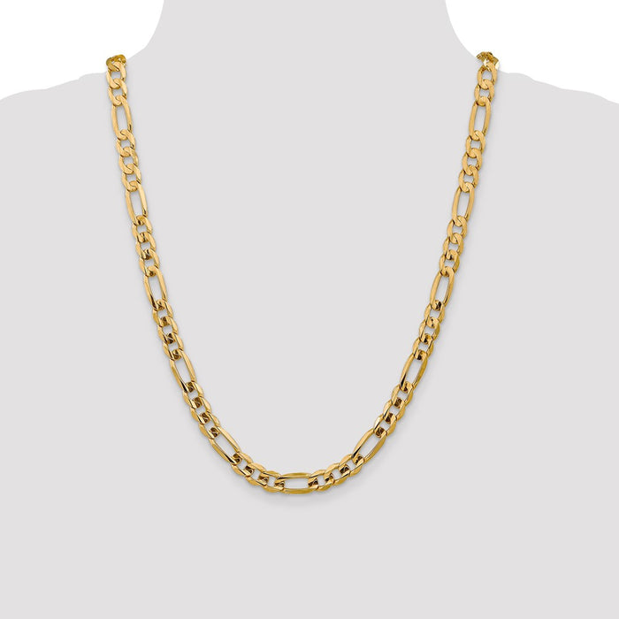 Shop Exclusive 14K Gold 24-Inch 7.5mm Concave Open Figaro Chain - Stylish & Durable!-4