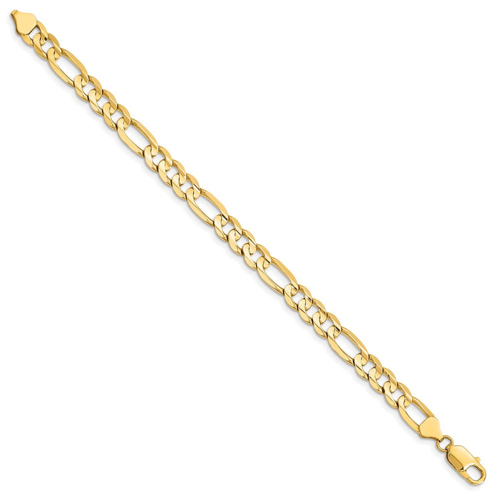 Shop 14K Gold 8-Inch 7.5mm Concave Figaro Bracelet - Stylish Luxury Accessory-2