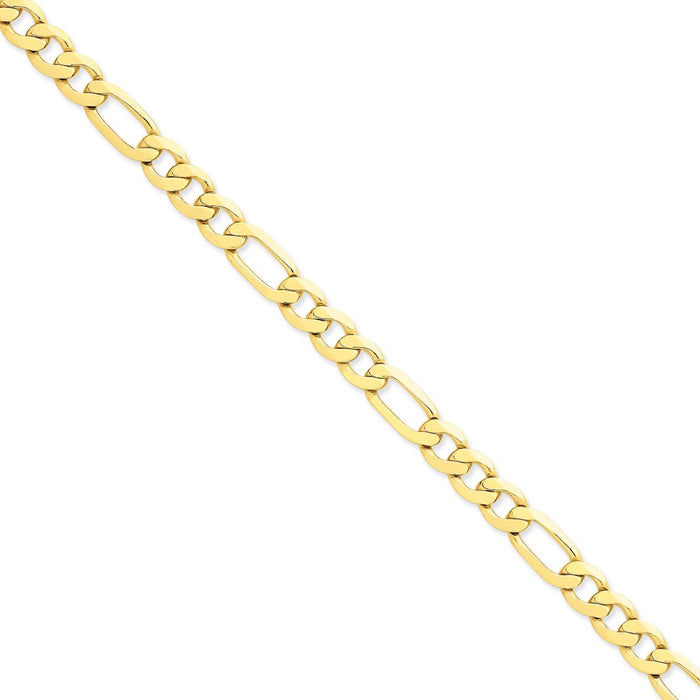 Buy 14K Gold 8-Inch Concave Open Figaro Bracelet, Stylish 8.75mm Links-1