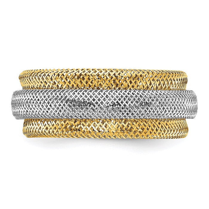 Buy Stylish 14K Gold Rhodium-Plated Stretch Ring - Adjustable & Textured-4