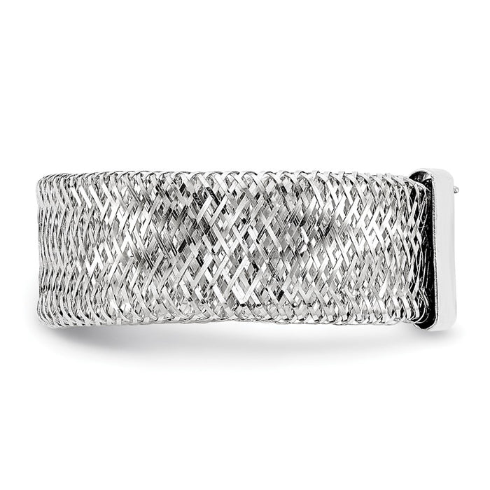 Buy Stylish 14K White Gold Stretch Ring with Rhodium Plating - Luxury Design-3