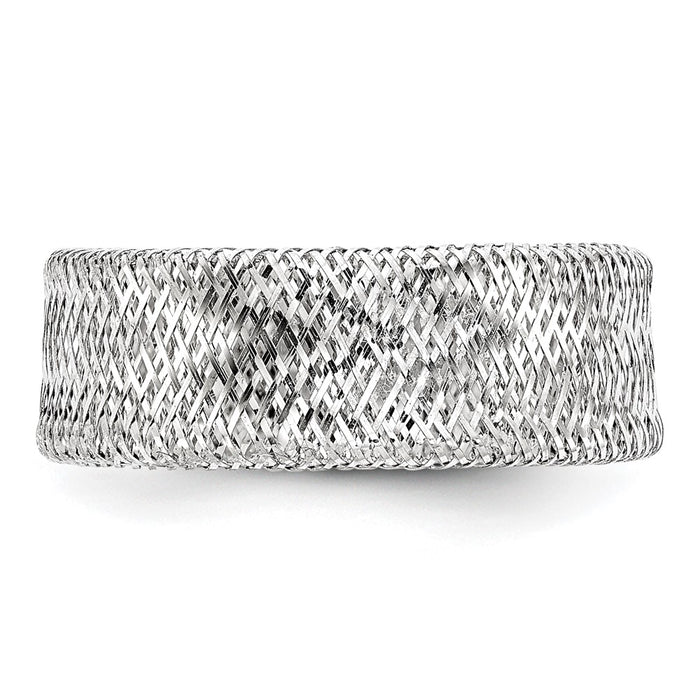 Buy Stylish 14K White Gold Stretch Ring with Rhodium Plating - Luxury Design-4