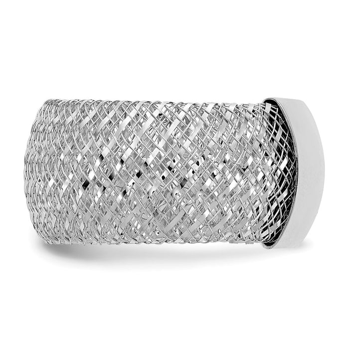 Shop Stylish 14K Gold Stretch Ring with White Rhodium Plating - Luxury Value-3