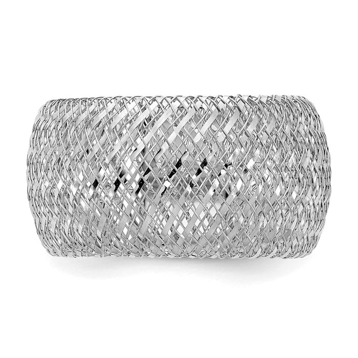 Shop Stylish 14K Gold Stretch Ring with White Rhodium Plating - Luxury Value-4