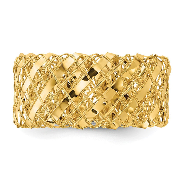 Exclusive 14K Gold Polished Woven Stretch Band Ring - Stylish & Affordable-4
