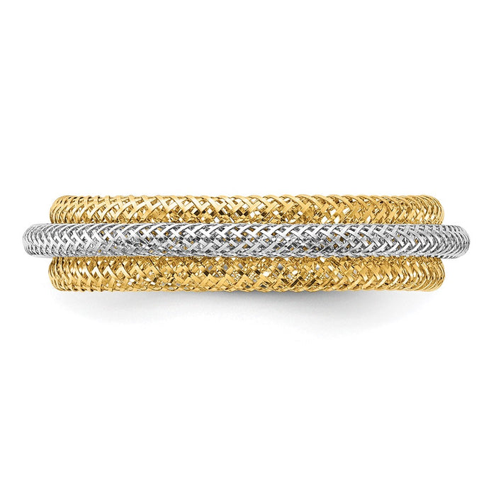 Buy Stylish 14K Gold Rhodium-Plated Stretch Ring - Polished & Textured Design-4